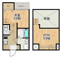 MODERN PALAZZO 福田町Ｂ 1階1SKの間取り