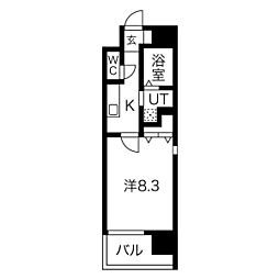 ICHINOMIYARISE 1Kの間取図画像