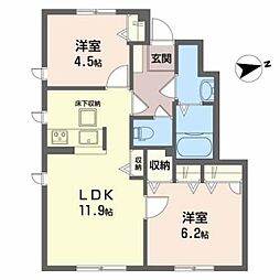 レジデンスときわ橋B 2LDKの間取図画像