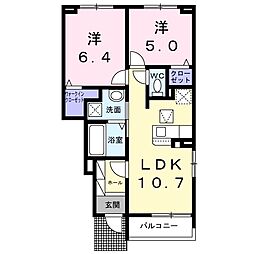 オーシャンフロント 2LDKの間取図画像