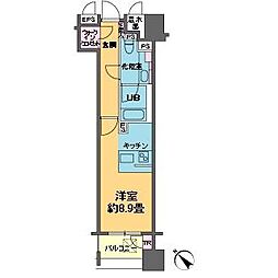 カスタリア銀座III 7階ワンルームの間取り