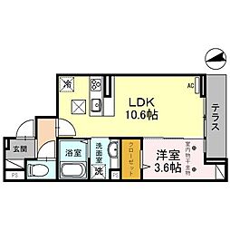 JR川越線 川越駅 徒歩10分の賃貸アパート 1階1LDKの間取り