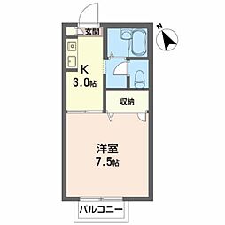 チェリーハイツ 1Kの間取図画像