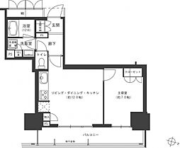 グランクロスタワー広島 1LDKの間取図画像