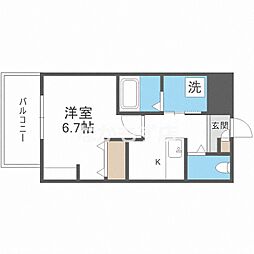 ジーイー・サンク 1Kの間取図画像
