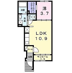 フラン・ミュール 1LDKの間取図画像