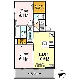 D-ROOM上之園 2LDKの間取図画像