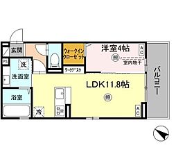 セレブ天草A棟 1LDKの間取図画像
