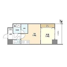 シティーコート大小路駅前 8階1DKの間取り