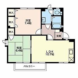 ハイツみやす 1階2LDKの間取り
