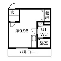 メリディアン鶴ケ谷 3階ワンルームの間取り