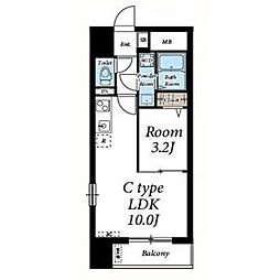 サンライズ本町 10階1LDKの間取り