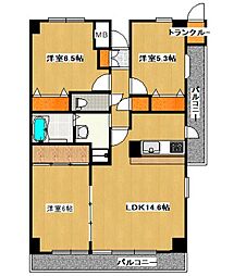 ラフィーネ八千代 3LDKの間取図画像