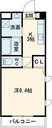 テージス2 1Kの間取図画像
