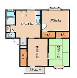 JR東北本線 大河原駅 徒歩23分の賃貸アパート 2階3DKの間取り