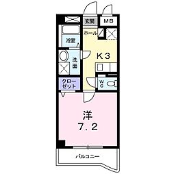 エレガンス　ガーデン 3階1Kの間取り