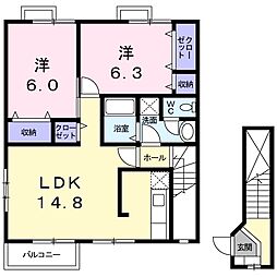 ラルゴ・アロッシオ 2LDKの間取図画像