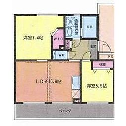 KS宮千代1 2LDKの間取図画像