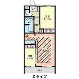 フェリシダ広瀬 2LDKの間取図画像
