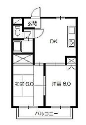 パステルヒヨシ 2DKの間取図画像