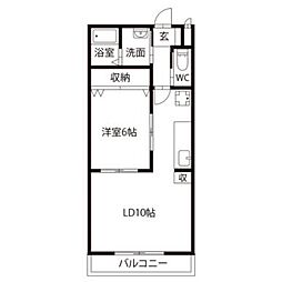 グランドハイツ矢三 1LDKの間取図画像
