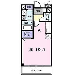 アグレイア 1階ワンルームの間取り