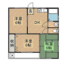 ＬＥＯ−ＷＡＫＡＢＡII　（旧コーポ若葉II） 2階3DKの間取り