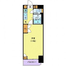 ベルビュー支倉 3階1Kの間取り