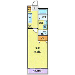 アリュール愛宕橋 3階1Kの間取り