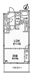 ドゥーエ大宮 1LDKの間取図画像