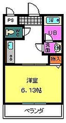 パイン　フィールド 2階1Kの間取り