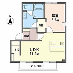 サンシャイン杉山E 1LDKの間取図画像