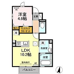 クローバーハイツ慶館 1LDKの間取図画像