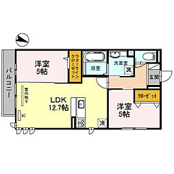 アンソレイエB 2LDKの間取図画像
