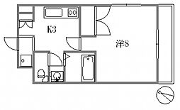 光町大丈ビル 6階1Kの間取り