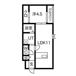フローレンス白鳥 6階ワンルームの間取り