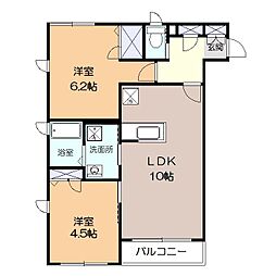 ハイツプラムウッズ3 2LDKの間取図画像