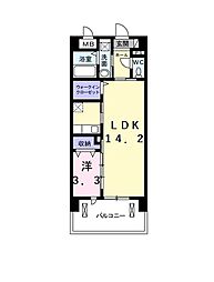 レイクサイドホシノ1 1LDKの間取図画像