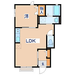 イーハトーヴ 1階1LDKの間取り