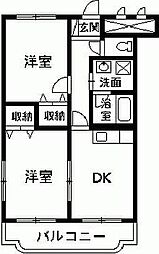 ベルサージュ21 3階2DKの間取り