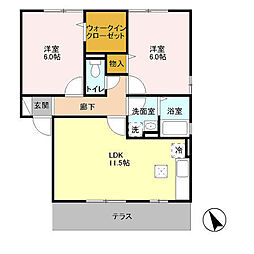 JR高崎線 高崎駅 3.6kmの賃貸アパート 1階2LDKの間取り