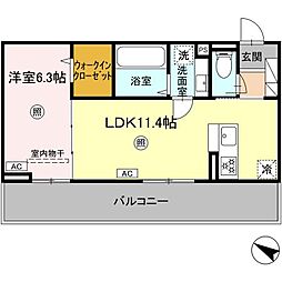 プレミール大琳寺 1LDKの間取図画像