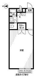プレジール SEKITA 2階1Kの間取り