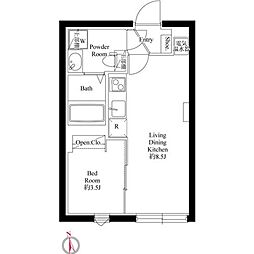 CASA PIAZZA 上野松が谷 1LDKの間取図画像