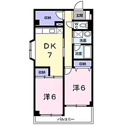 サザンウインド 2DKの間取図画像