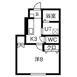 サンブライト上野町 1Kの間取図画像