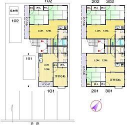 スカイライト宮浦 2階2LDKの間取り