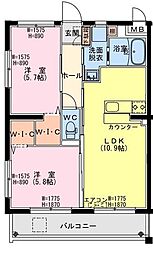 シャルムS 2LDKの間取図画像