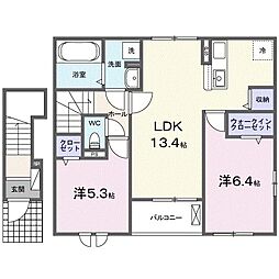 メティス 2LDKの間取図画像