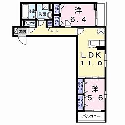 ウォーム八尾木 2LDKの間取図画像